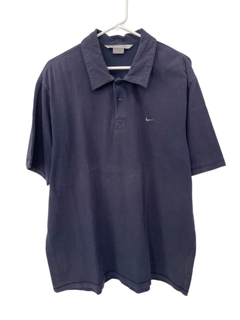 Nike Polo Shirt XL Navy Blue Swoosh Logo Collared Short Sleeve Navy Retro Sport